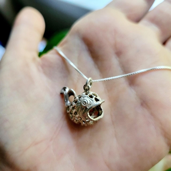 Vintage Sterling Silver Fish Necklace - Picture 1 of 8